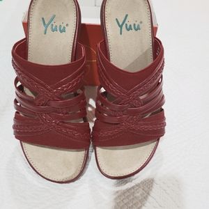 YUU Sandals in a beautiful red/burgundy color-NEW